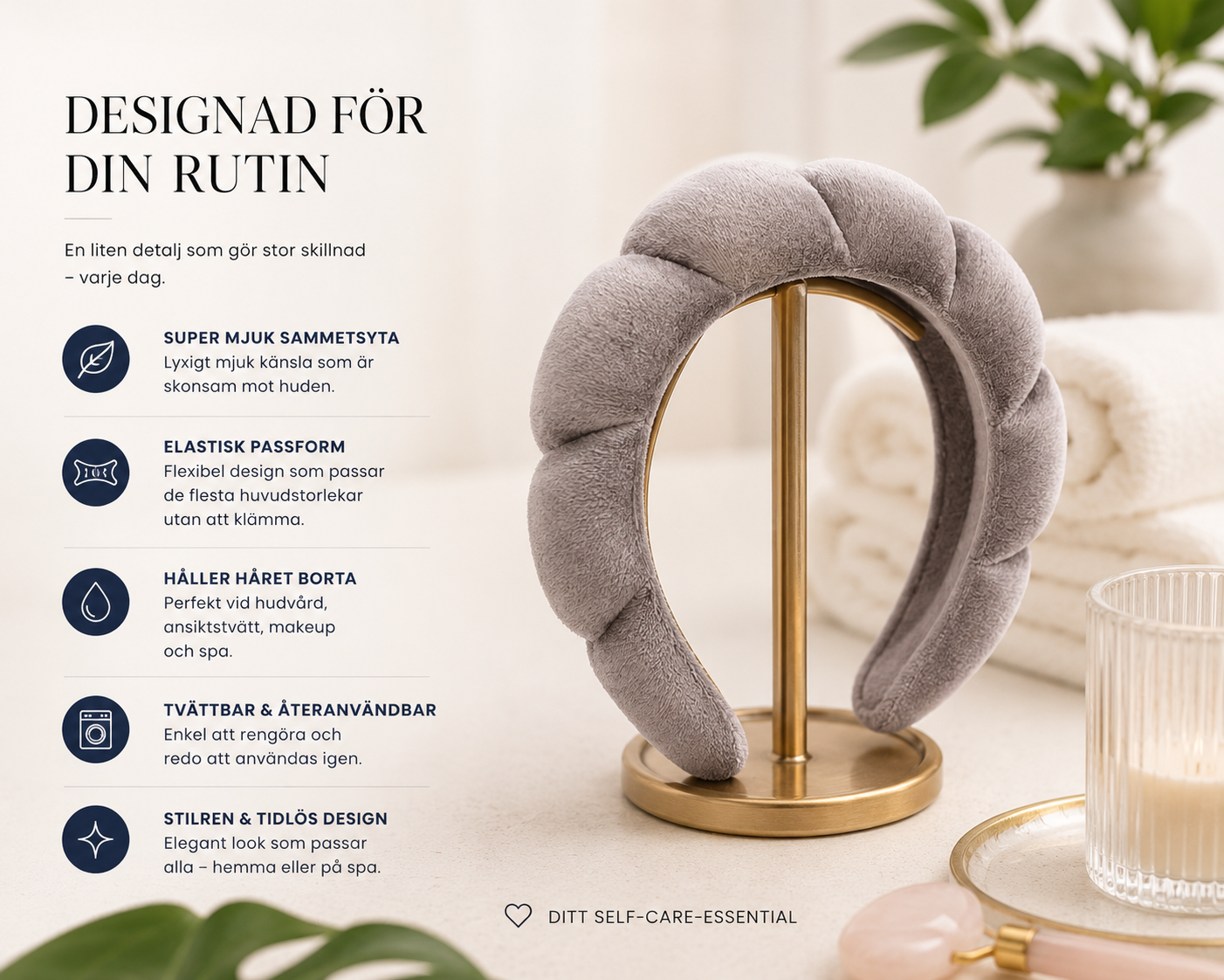 Spa Headband – Mjuk Smink- & Hudvårdsdiadem