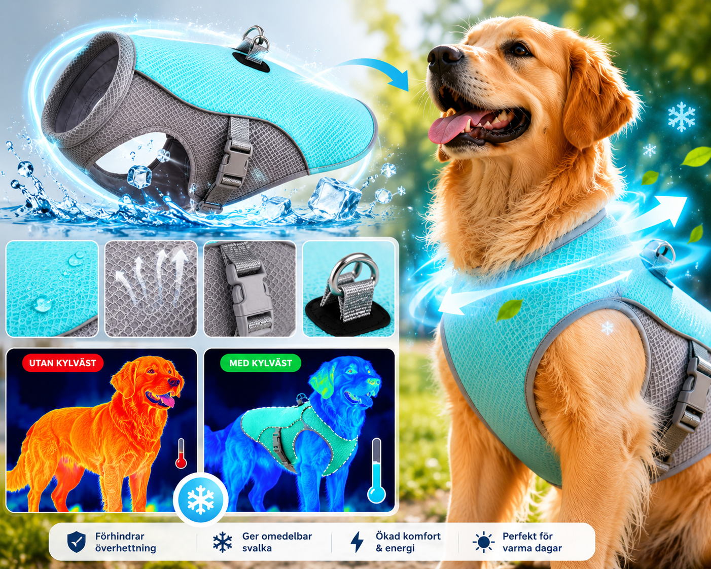 CoolPaw Kylväst för Hundar